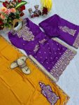 1FANCY VICHITRA SILK EMBROIDERY THREAD AND SEQUENCE WORK TOP PALAZZO WITH DUPATTA FESTIVE WEAR WHOLESALE PRICE ETHNIC GARMENT (9)