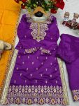 1FANCY VICHITRA SILK EMBROIDERY THREAD AND SEQUENCE WORK TOP PALAZZO WITH DUPATTA FESTIVE WEAR WHOLESALE PRICE ETHNIC GARMENT (9)