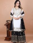 1FASHIONABLE GEORGETTE EMBROIDERY SEQUENCE WORK TOP SHARARA WITH DUPATTA FESTIVE WEAR WHOLESALE PRICE ETHNIC GARMENT (13)