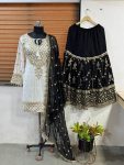 1FASHIONABLE GEORGETTE EMBROIDERY SEQUENCE WORK TOP SHARARA WITH DUPATTA FESTIVE WEAR WHOLESALE PRICE ETHNIC GARMENT (13)