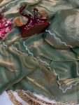 1LUXURY SPACE SILK JARKAN DIAMOND WORK SAREE WITH UNSTITCHED BLOUSE PARTY WEAR WHOLESALE PRICE ETHNIC GARMENT (25)