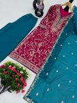 1MODERN FUAX GEORGETTE EMBROIDERY SEQUENCE WORK TOP PALAZZO WITH DUPATTA WEDDING WEAR WHOLESALE PRICE ETHNIC GARMENT (32)