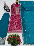 1MODERN FUAX GEORGETTE EMBROIDERY SEQUENCE WORK TOP PALAZZO WITH DUPATTA WEDDING WEAR WHOLESALE PRICE ETHNIC GARMENT (32)
