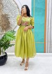 RICH LOOK SOFT KOTA CHECKS HANDWORK ONE PIECE PARROT GREEN