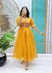 RICH LOOK SOFT KOTA CHECKS HANDWORK ONE PIECE YELLOW