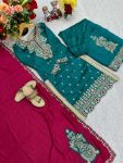 2FANCY VICHITRA SILK EMBROIDERY THREAD AND SEQUENCE WORK TOP PALAZZO WITH DUPATTA FESTIVE WEAR WHOLESALE PRICE ETHNIC GARMENT (12)