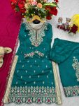 2FANCY VICHITRA SILK EMBROIDERY THREAD AND SEQUENCE WORK TOP PALAZZO WITH DUPATTA FESTIVE WEAR WHOLESALE PRICE ETHNIC GARMENT (12)