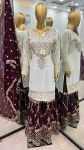 2FASHIONABLE GEORGETTE EMBROIDERY SEQUENCE WORK TOP SHARARA WITH DUPATTA FESTIVE WEAR WHOLESALE PRICE ETHNIC GARMENT (25)