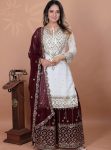 2FASHIONABLE GEORGETTE EMBROIDERY SEQUENCE WORK TOP SHARARA WITH DUPATTA FESTIVE WEAR WHOLESALE PRICE ETHNIC GARMENT (25)