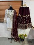 2FASHIONABLE GEORGETTE EMBROIDERY SEQUENCE WORK TOP SHARARA WITH DUPATTA FESTIVE WEAR WHOLESALE PRICE ETHNIC GARMENT (25)
