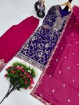 2MODERN FUAX GEORGETTE EMBROIDERY SEQUENCE WORK TOP PALAZZO WITH DUPATTA WEDDING WEAR WHOLESALE PRICE ETHNIC GARMENT (46)
