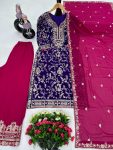 2MODERN FUAX GEORGETTE EMBROIDERY SEQUENCE WORK TOP PALAZZO WITH DUPATTA WEDDING WEAR WHOLESALE PRICE ETHNIC GARMENT (46)