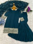 3DESIGNER GEORGETTE EMBROIDERY SEQUENCE WORK TOP SHARARA WITH DUPATTA FESTIVE WEAR WHOLESALE PRICE ETHNIC GARMENT (14)