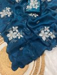 3DESIGNER JIMMY CHOO DUAL SEQUENCE WITH DOUBLE SCALPING BORDER WORK SAREE WITH UNSTITCHED BLOUSE PARTY WEAR WHOLESALE PRICE ETHNIC GARMENT (29)