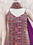 3FANCY CHINON EMBROIDERY WORK TOP PALAZZO WITH DUPATTA FESTIVE WEAR WHOLESALE PRICE ETHNIC GARMENT (22)