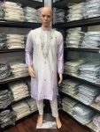 3FANCY COTTON SILK EMBROIDERY SEQUENCE WORK MEN’S KURTA PAYJAMA FESTITVE WEAR WHOLESALE PRICE ETHNIC GARMENT (15)