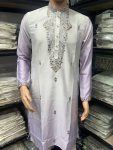3FANCY COTTON SILK EMBROIDERY SEQUENCE WORK MEN’S KURTA PAYJAMA FESTITVE WEAR WHOLESALE PRICE ETHNIC GARMENT (15)
