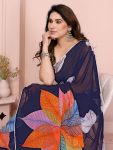 3FANCY GEORGETTE PRINTED E WITH SMALL LACE WORK READY TO WEAR SAREE WITH UNSTITCHED BLOUSE FESTIVE WEAR WHOLESALE PRICE ETHNIC GARMENT (10)