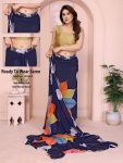 3FANCY GEORGETTE PRINTED E WITH SMALL LACE WORK READY TO WEAR SAREE WITH UNSTITCHED BLOUSE FESTIVE WEAR WHOLESALE PRICE ETHNIC GARMENT (10)