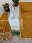 3FASHIONABLE GEORGETTE EMBROIDERY SEQUENCE WORK TOP SHARARA WITH DUPATTA FESTIVE WEAR WHOLESALE PRICE ETHNIC GARMENT (44)