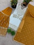 3FASHIONABLE GEORGETTE EMBROIDERY SEQUENCE WORK TOP SHARARA WITH DUPATTA FESTIVE WEAR WHOLESALE PRICE ETHNIC GARMENT (44)