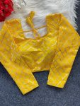 DESIGNER BANGLORI GOTTA PATTI WORK STITCHED BLOUSE YELLOW