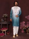 4FANCY COTTON SILK EMBROIDERY SEQUENCE WORK MEN’S KURTA PAYJAMA FESTITVE WEAR WHOLESALE PRICE ETHNIC GARMENT (19)