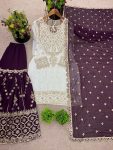 4FASHIONABLE GEORGETTE EMBROIDERY SEQUENCE WORK TOP SHARARA WITH DUPATTA FESTIVE WEAR WHOLESALE PRICE ETHNIC GARMENT (59)