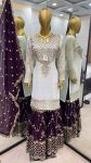 4FASHIONABLE GEORGETTE EMBROIDERY SEQUENCE WORK TOP SHARARA WITH DUPATTA FESTIVE WEAR WHOLESALE PRICE ETHNIC GARMENT (59)