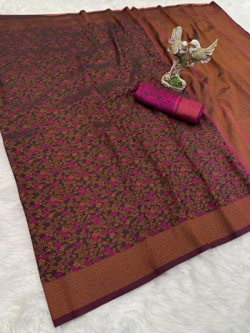 MODERN SATIN SILK ZARI WEAVING WORK SAREE WITH UNSTITCHED BLOUSE PINK