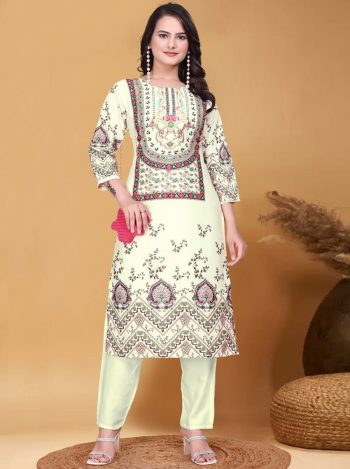 NEW ARRIVAL MUSLIN DIGITAL PRINTED TOP BOTTOM SET OFF WHITE
