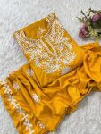 5FANCY PURE RAYON COTTON CHIKAKARI EMBROIDERY WORK KURTI PALAZZO SET OFFICE WERA WHOLESALE PRICE ETHNIC GARMENT (12)