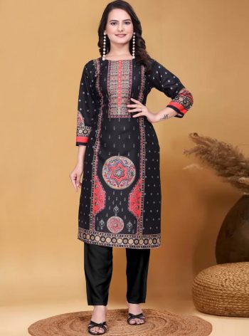 NEW ARRIVAL MUSLIN DIGITAL PRINTED TOP BOTTOM SET BLACK