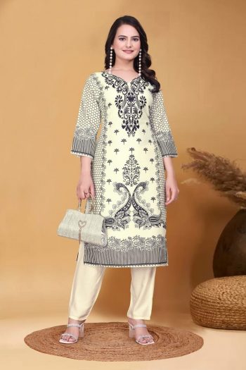 NEW ARRIVAL MUSLIN DIGITAL PRINTED TOP BOTTOM SET OFF WHITE