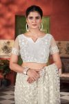 ATTRACTIVE BUTTERFLY NET EMBROIDERY WORK SAREE WITH UNSTITCHED BLOUSE PARTY WEAR WHOLESALE PRICE ETHNIC GARMENT (1)