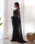 ATTRACTIVE BUTTERFLY NET EMBROIDERY WORK SAREE WITH UNSTITCHED BLOUSE PARTY WEAR WHOLESALE PRICE ETHNIC GARMENT (6)