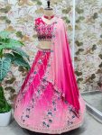 ATTRACTIVE CHINON PADDING EMBROIDERY SEQUENCE DESIGN WORK LEHENGA CHOLI WITH DUPATTA WEDDING WEAR WHOLESALE PRICE ETHNIC GARMENT (16)