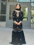 ATTRACTIVE CHINON SILK EMBROIDERY SEQUENCE WORK TOP SHARARA WITH DUPATTA WEDDING WEAR WHOLESALE PARICE ETHNIC GARMENT (7)