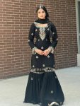 ATTRACTIVE CHINON SILK EMBROIDERY SEQUENCE WORK TOP SHARARA WITH DUPATTA WEDDING WEAR WHOLESALE PARICE ETHNIC GARMENT (7)