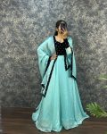 ATTRACTIVE FANDY SILK VELVET SEQUENCE WORK GOWN WITH DUPATTA PARTY WEAR WHOLESALE PRICE ETHNIC GARMENT (31)