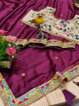 ATTRACTIVE RANGOLI SILK SEQUENCE EMBROIDERY THREAD WITH DORI WORK SAREE WITH UNSTITCHED BLOUSE PARTY WEAR WHOLESALE PRICE ETHNIC GARMENT