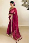 ATTRACTIVE RANGOLI SILK SEQUENCE EMBROIDERY THREAD WITH DORI WORK SAREE WITH UNSTITCHED BLOUSE PARTY WEAR WHOLESALE PRICE ETHNIC GARMENT