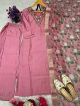 ATTRACTIVE ROMAN SILK HAND WORK TOP BOTTOM WITH DUPATTA FESTIVE WEAR WHOLESALE PRICE ETHNIC GARMENT (4)