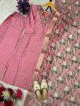 ATTRACTIVE ROMAN SILK HAND WORK TOP BOTTOM WITH DUPATTA FESTIVE WEAR WHOLESALE PRICE ETHNIC GARMENT (4)
