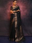 ATTRACTIVE SOFT LICHI SILK JACQUARD WORK SAREE WITH UNSTITCHED BLOUSE PARTY WEAR WHOLESALE PRICE ETHNIC GARMENT (31)