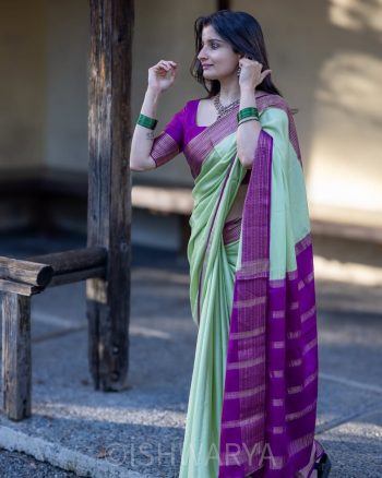 BOLLYWOOD BANARASI SOFT SILK WEAVING WORK SAREE WITH UNSTITCHED BLOUSE PISTA