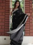 BOLLYWOOD LINEN SLUB JACQUARD WORK FESTIVE WEAR SAREE WITH UNSTICHED BLOUSE WHOLESALE PRICE ETHNIC GARMENT (5)