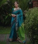 BOLLYWOOD LINEN SLUB WEAVING WORK SAREE WITH UNSTICHED BLOUSE WHOLWSALE PRICE EHTNIC GAEMENT (1)