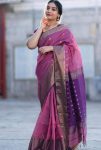 BOLLYWOOD LINEN SLUB WEAVING WORK  SAREE WITH UNSTICHED BLOUSE PINK