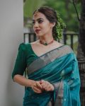 BOLLYWOOD LINEN SLUB WEAVING WORK SAREE WITH UNSTICHED BLOUSE WHOLWSALE PRICE EHTNIC GAEMENT (1)